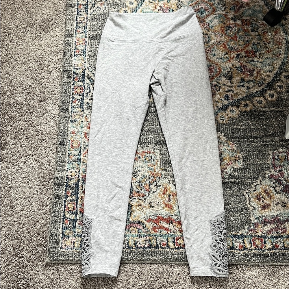 Aerie Chill Play Move Gray Leggings with Lace Detail